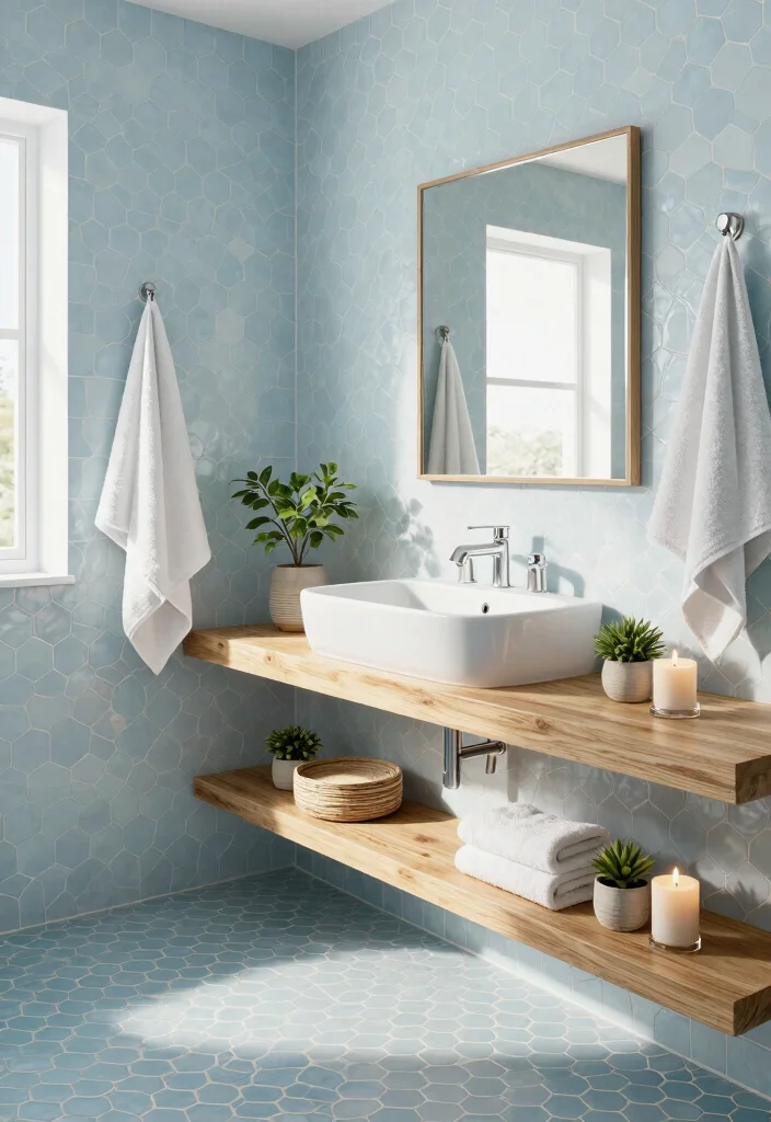 15 Penny Tile Bathroom Ideas With Classic Texture - 5. Spa-Inspired Tranquility 1