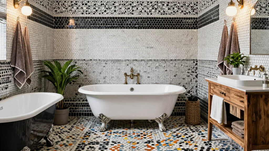15 Penny Tile Bathroom Ideas With Classic Texture