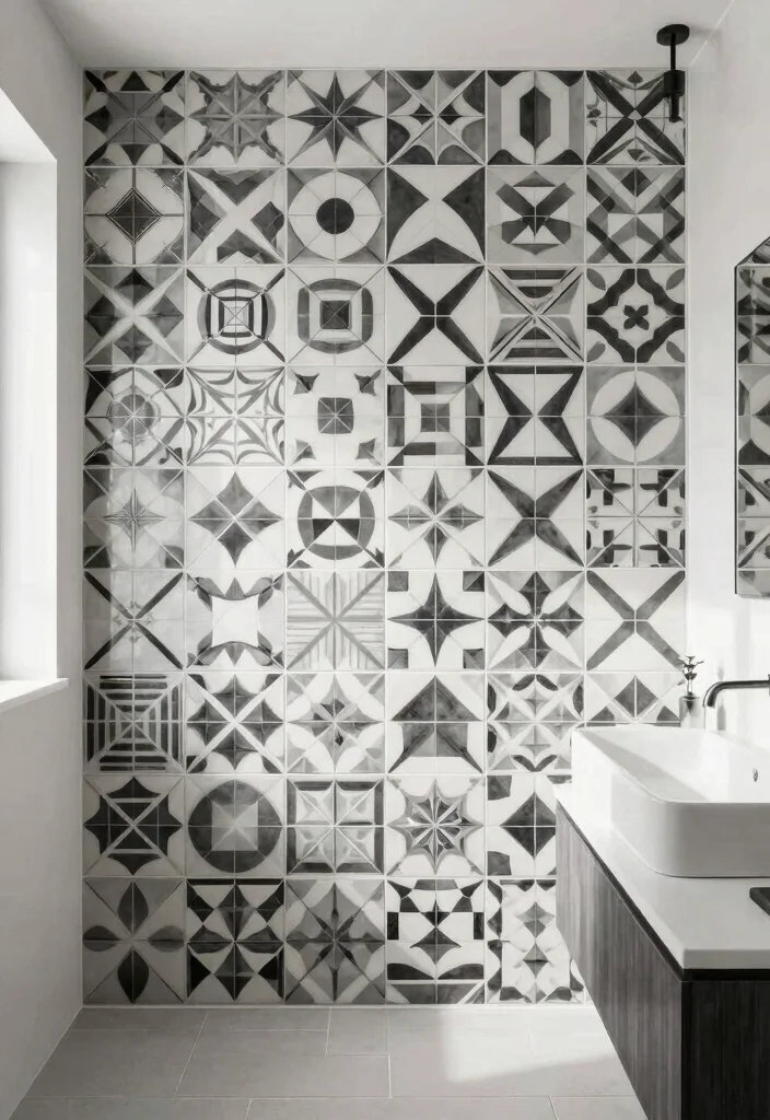 15 Spanish Tile Bathroom Ideas With Old World Beauty - 4. Geometric Patterns for a Modern Twist 1