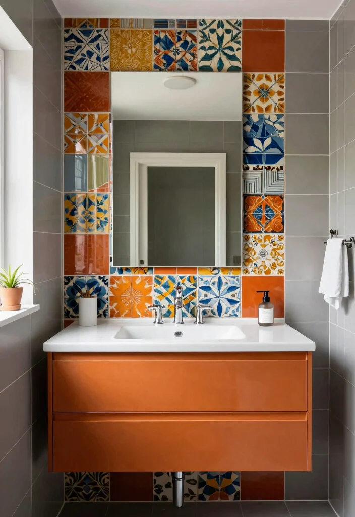 15 Spanish Tile Bathroom Ideas With Old World Beauty - 7. Bold Accent Tiles 1