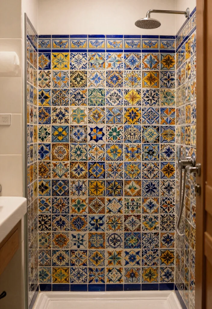 15 Spanish Tile Bathroom Ideas With Old World Beauty - 9. Spanish Mosaic Tiles 1