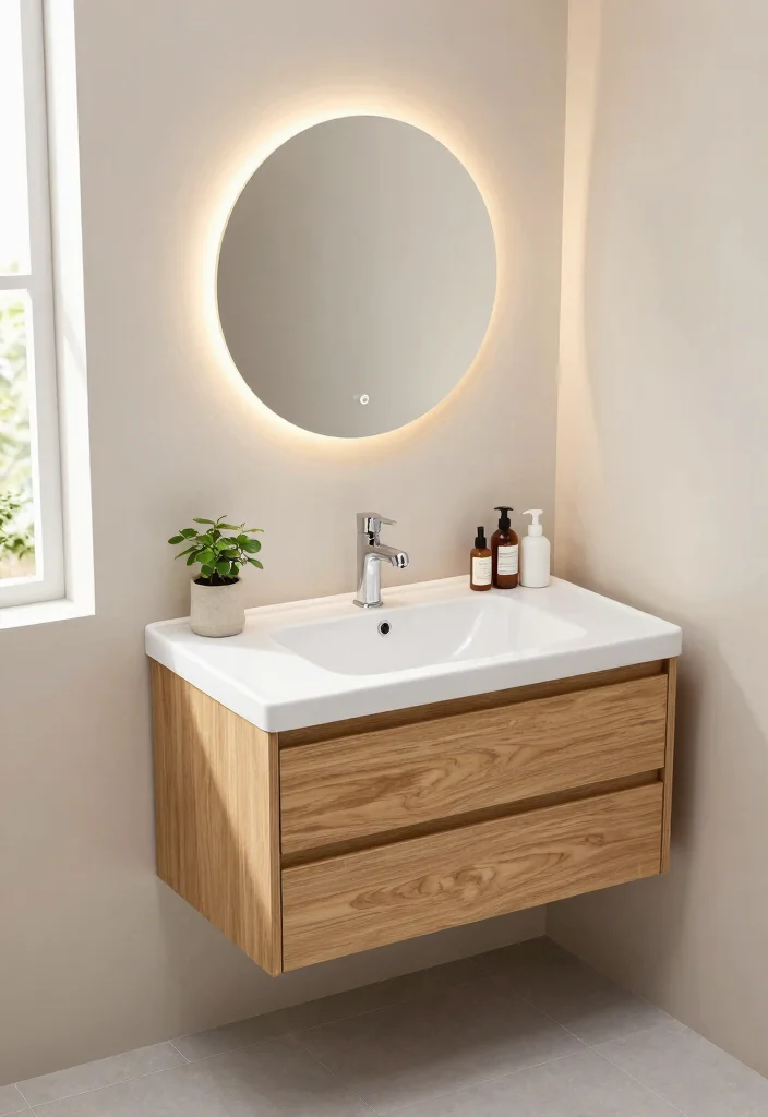 15 Studio Bathroom Ideas For Small Smart Living - 1. Floating Vanities for an Airy Feel 1