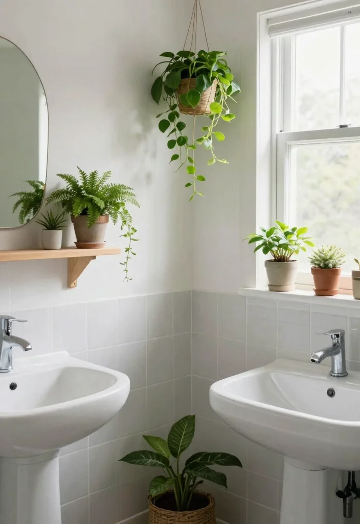 15 Studio Bathroom Ideas For Small Smart Living - 9. Greenery for a Fresh Touch 1