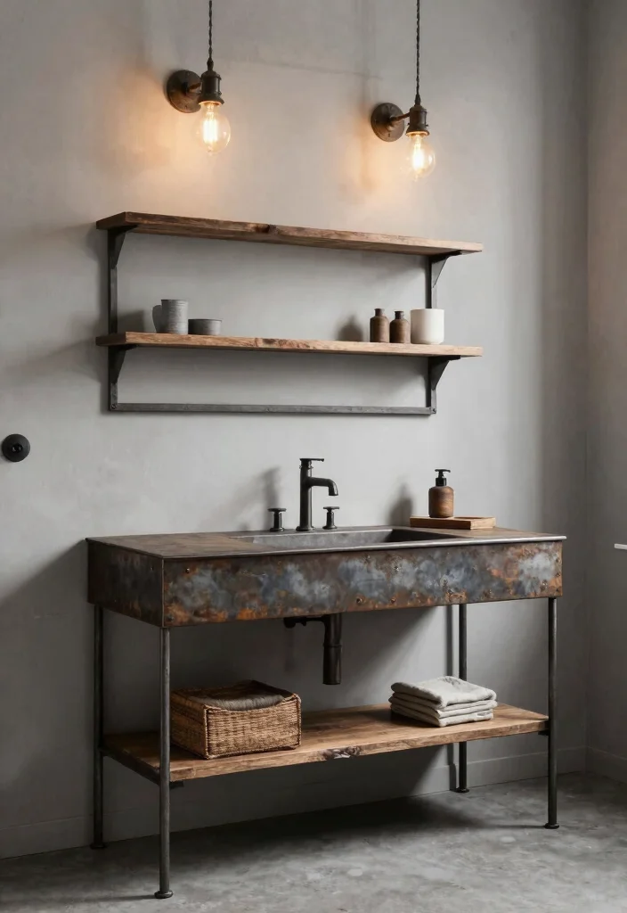 15 Unique Bathroom Vanity Ideas That Make A Statement - 12. Industrial Edge 1