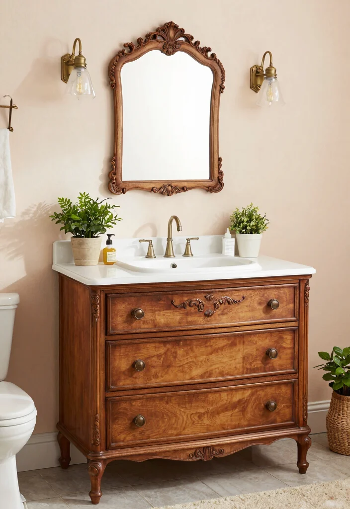 15 Unique Bathroom Vanity Ideas That Make A Statement - 3. Vintage Revival 1