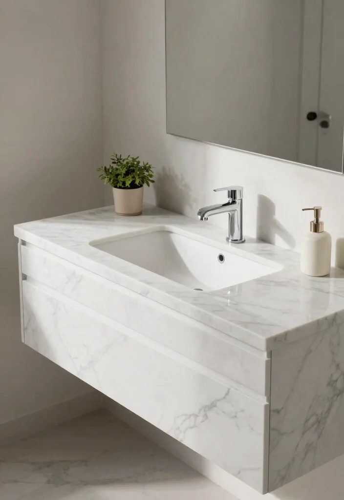 15 Unique Bathroom Vanity Ideas That Make A Statement - 4. Minimalist Marble 1