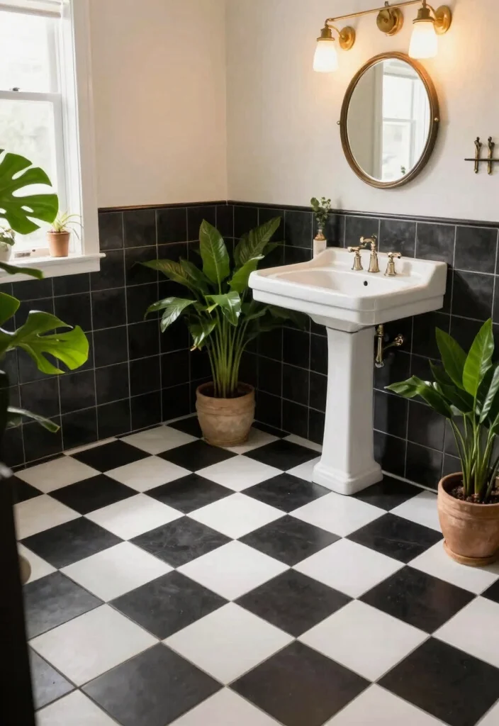 16 Bathroom Tile Layout Ideas That Change The Whole Look - 5. Checkerboard Pattern for a Retro Feel 1