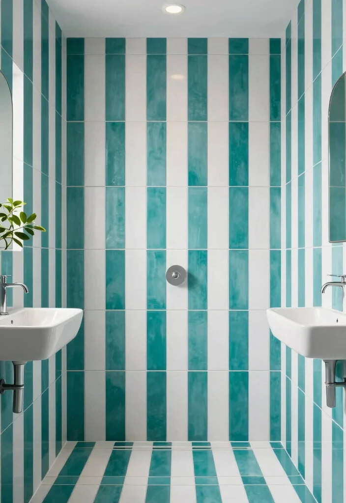 16 Bathroom Tile Layout Ideas That Change The Whole Look - 8. Bold Vertical Stripes for a Statement Look 1