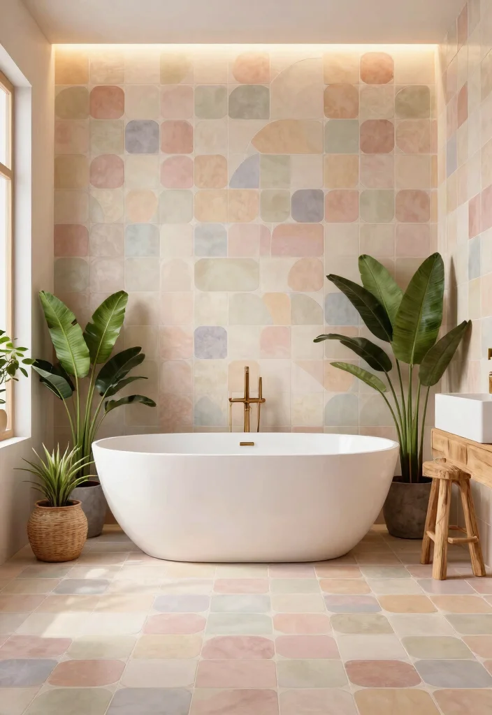 16 Bathroom Tile Layout Ideas That Change The Whole Look - 9. Organic Shapes for a Soft Touch 1
