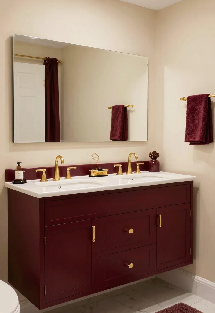 16 Bathroom Vanity Color Ideas That Instantly Update Your Space - 16. Bold Burgundy 1