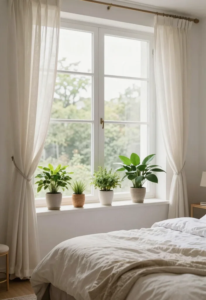 16 Fake Plants Decor Bedroom Ideas: Low Maintenance Freshness - 15. Faux Plants on Window Sills for Natural Light 1