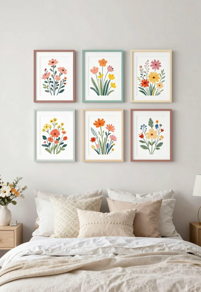 16 Frames on Wall Bedroom Aesthetic Ideas for a Clean, Curated Look - 10. Seasonal Frame Swaps 1