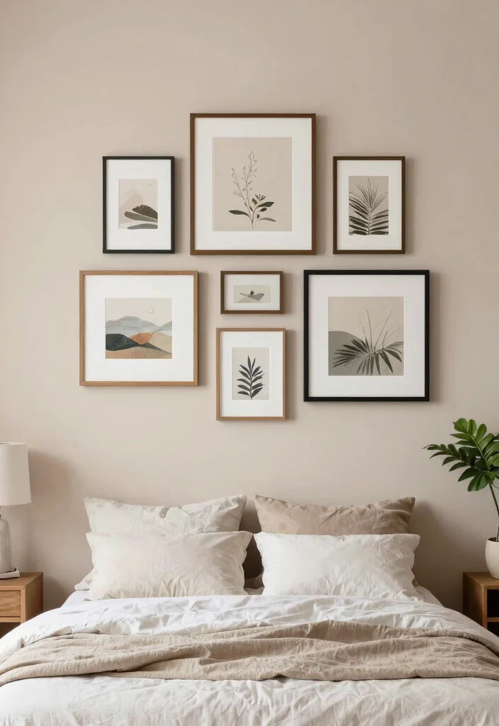 16 Frames on Wall Bedroom Aesthetic Ideas for a Clean, Curated Look - 11. Layered Frames for Depth 1