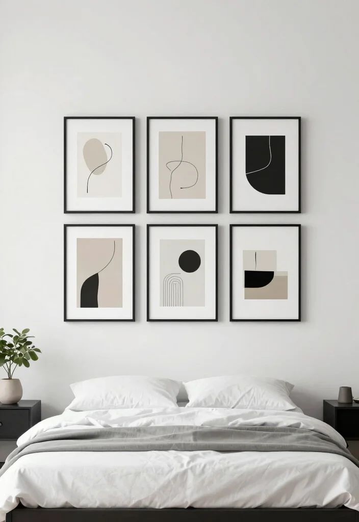 16 Frames on Wall Bedroom Aesthetic Ideas for a Clean, Curated Look - 2. Minimalist Art Prints 1