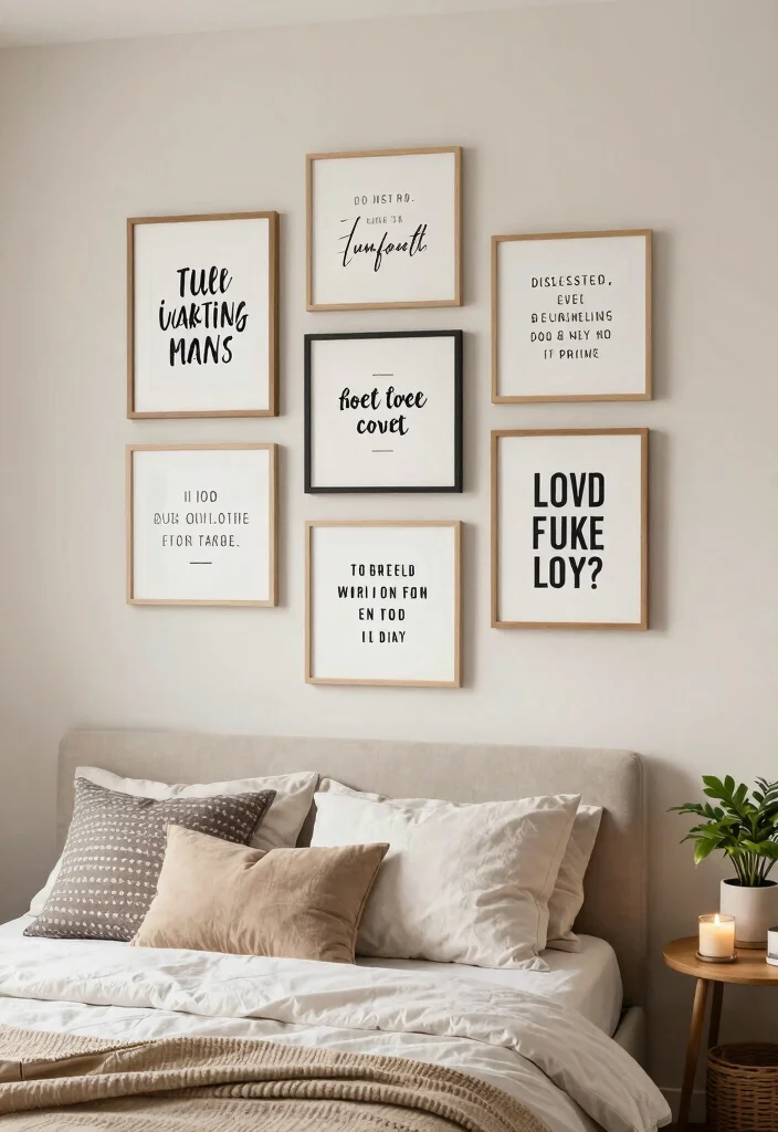 16 Frames on Wall Bedroom Aesthetic Ideas for a Clean, Curated Look - 4. Inspirational Quote Frames 1