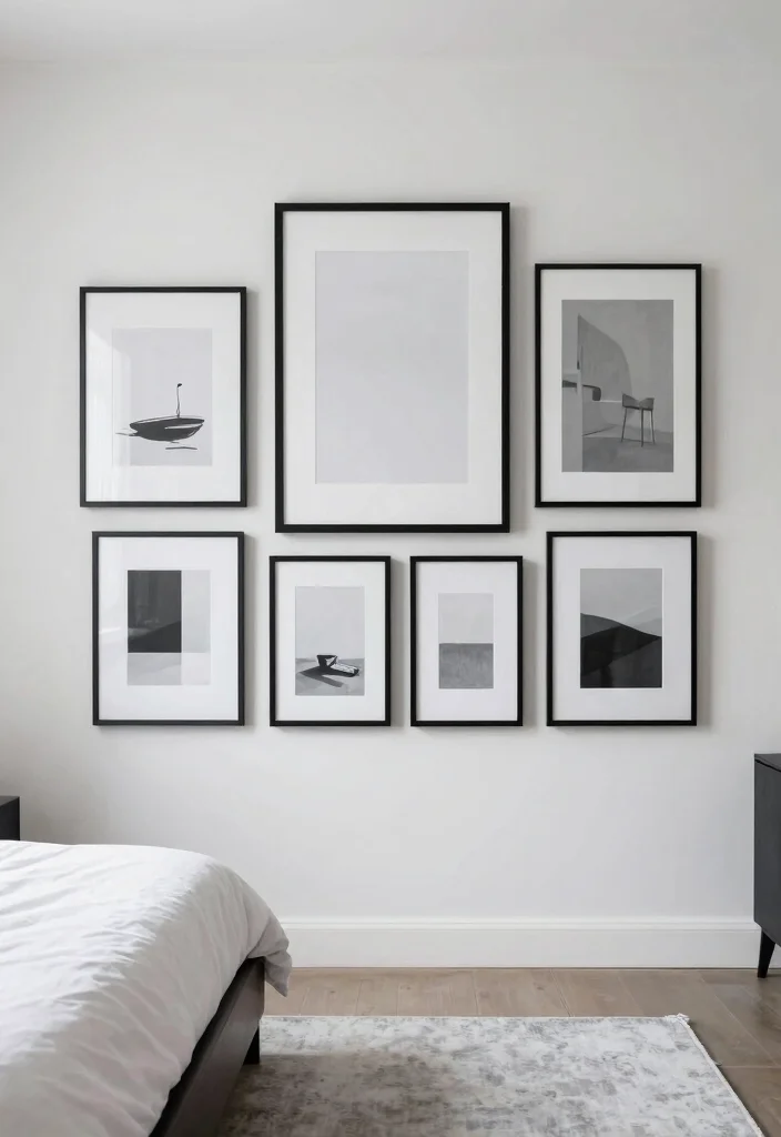 16 Frames on Wall Bedroom Aesthetic Ideas for a Clean, Curated Look - 8. Monochromatic Frame Displays 1