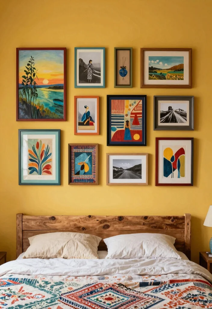 16 Frames on Wall Bedroom Aesthetic Ideas for a Clean, Curated Look - 9. Mixed Media Frame Displays 1