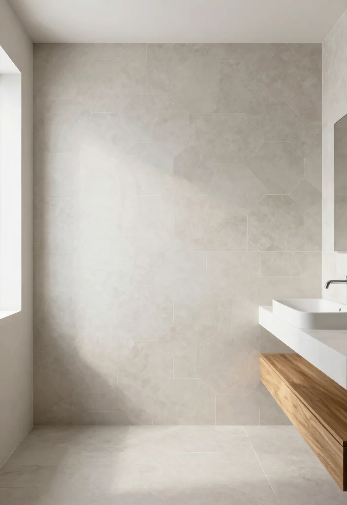 16 Hexagon Tile Bathroom Floor Ideas With Timeless Style - 11. Large Format Hexagon Tiles 1