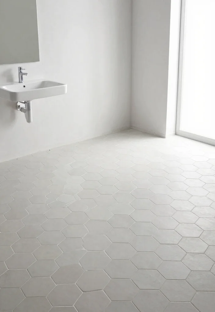 16 Hexagon Tile Bathroom Floor Ideas With Timeless Style - 16. Minimalist Design Principles 1