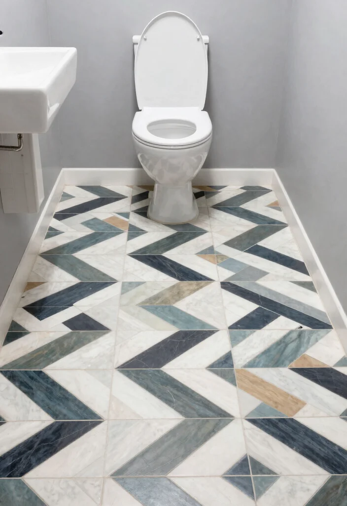 16 Hexagon Tile Bathroom Floor Ideas With Timeless Style - 5. Geometric Patterns with Hexagon Tiles 1