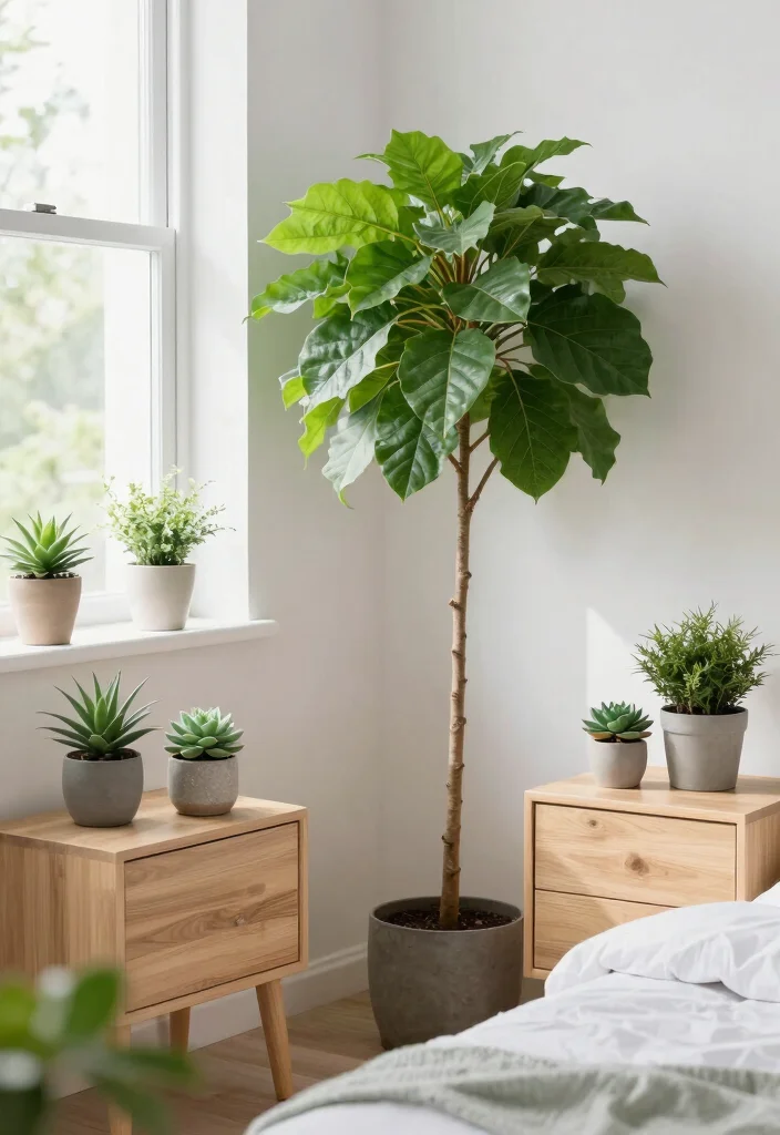 16 Light Wood Furniture Bedroom Ideas: Warm Natural Calm - 7. Incorporating Plants for a Fresh Feel 1