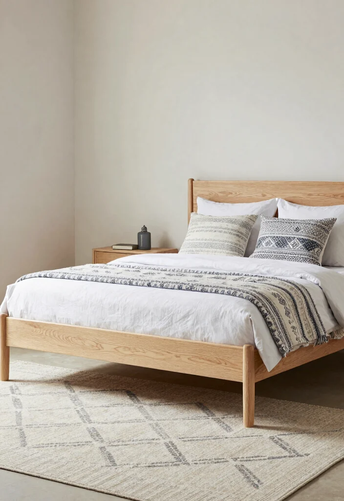 16 Light Wood Furniture Bedroom Ideas: Warm Natural Calm - 8. Light Wood Furniture with Scandinavian Patterns 1