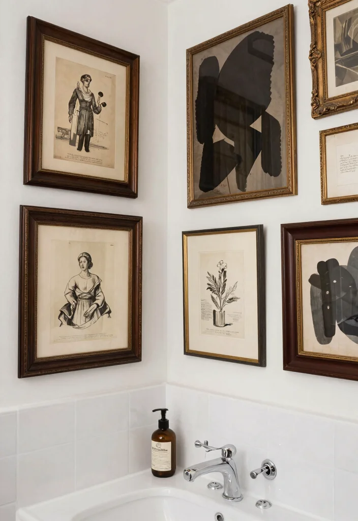 16 Moody Bathroom Ideas With Dark Cozy Vibes - 14. Unique Bathroom Art 1