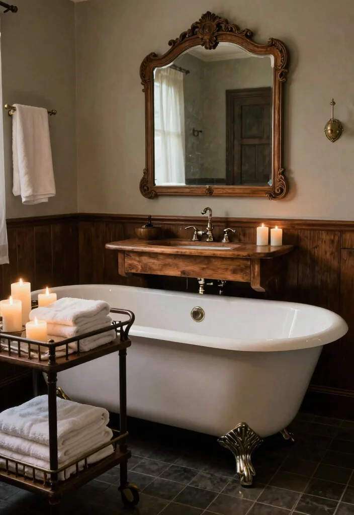 16 Moody Bathroom Ideas With Dark Cozy Vibes - 2. Vintage Fixtures and Fittings 1