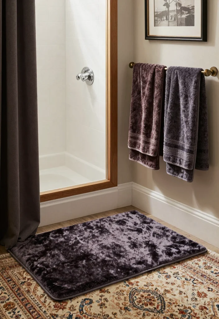 16 Moody Bathroom Ideas With Dark Cozy Vibes - 4. Rich Textiles and Patterns 1