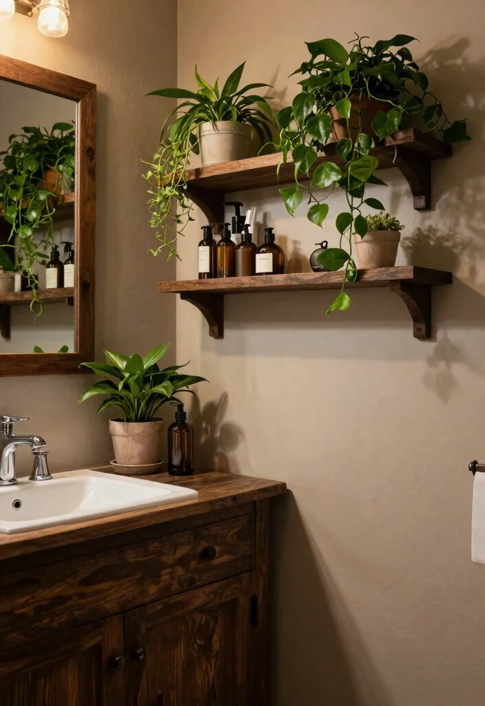 16 Moody Bathroom Ideas With Dark Cozy Vibes - 5. Dark Woods and Natural Elements 1