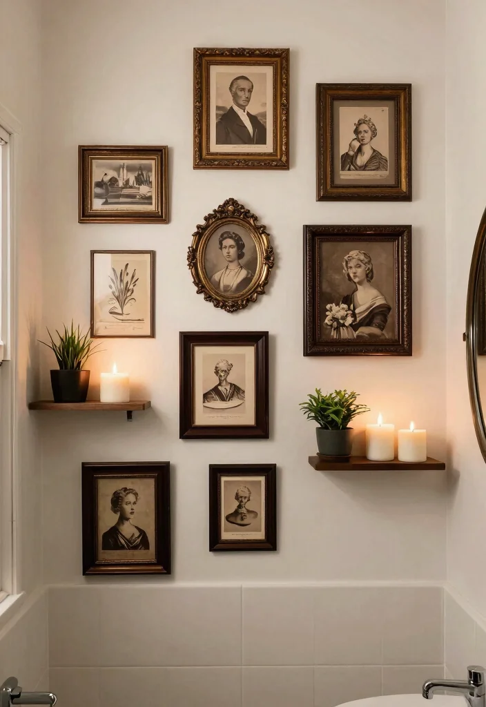 16 Moody Bathroom Ideas With Dark Cozy Vibes - 6. Artistic Wall Decor 1