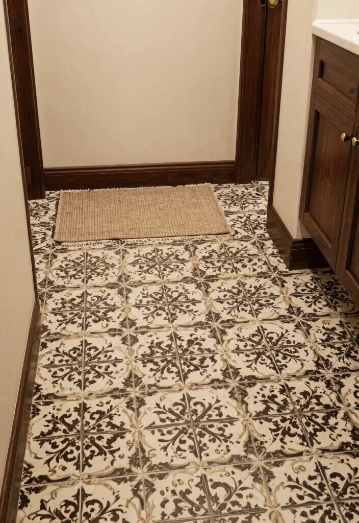 16 Moody Bathroom Ideas With Dark Cozy Vibes - 8. Vintage-Inspired Tile Design 1