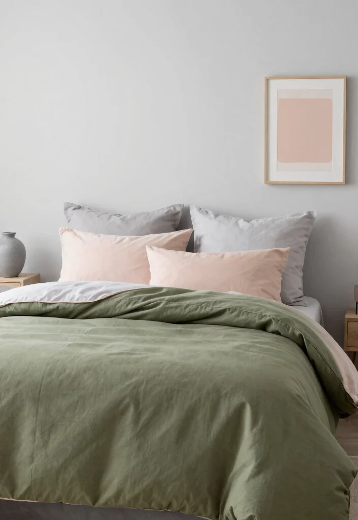 16 Olive Green Comforter Bedroom Ideas: Soft Natural Layers - 10. Soft Color Palettes 1