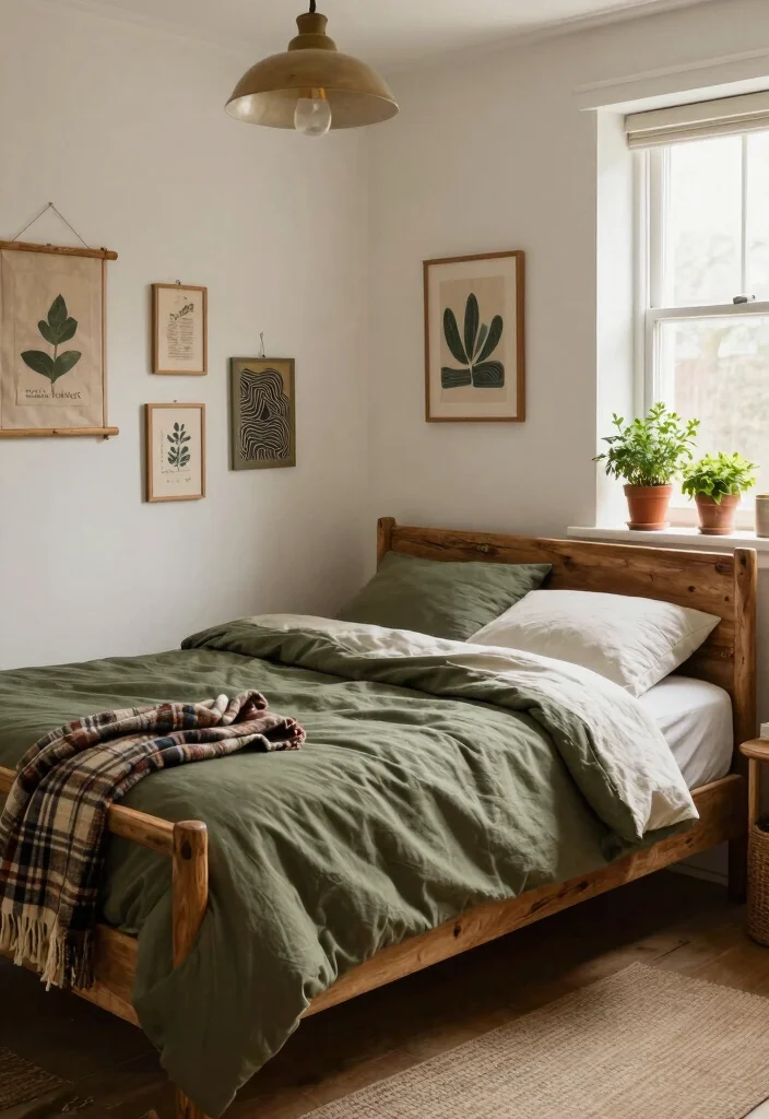 16 Olive Green Comforter Bedroom Ideas: Soft Natural Layers - 7. Rustic Farmhouse Charm 1