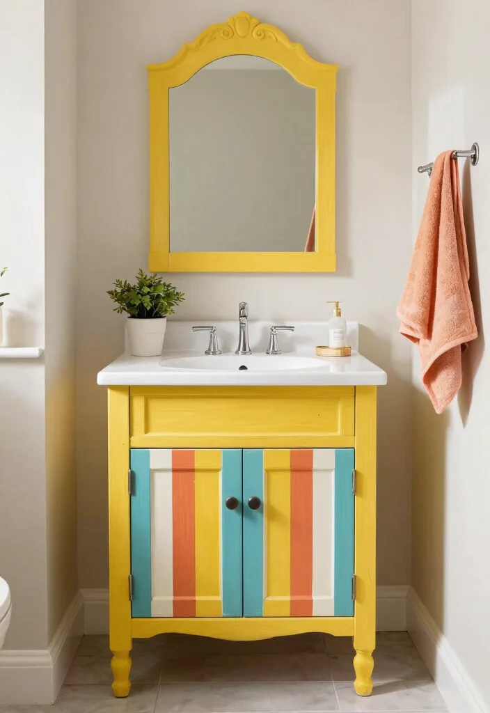 16 Painted Bathroom Vanity Ideas For A Budget Friendly Refresh - 10. Playful Patterned Paint 1