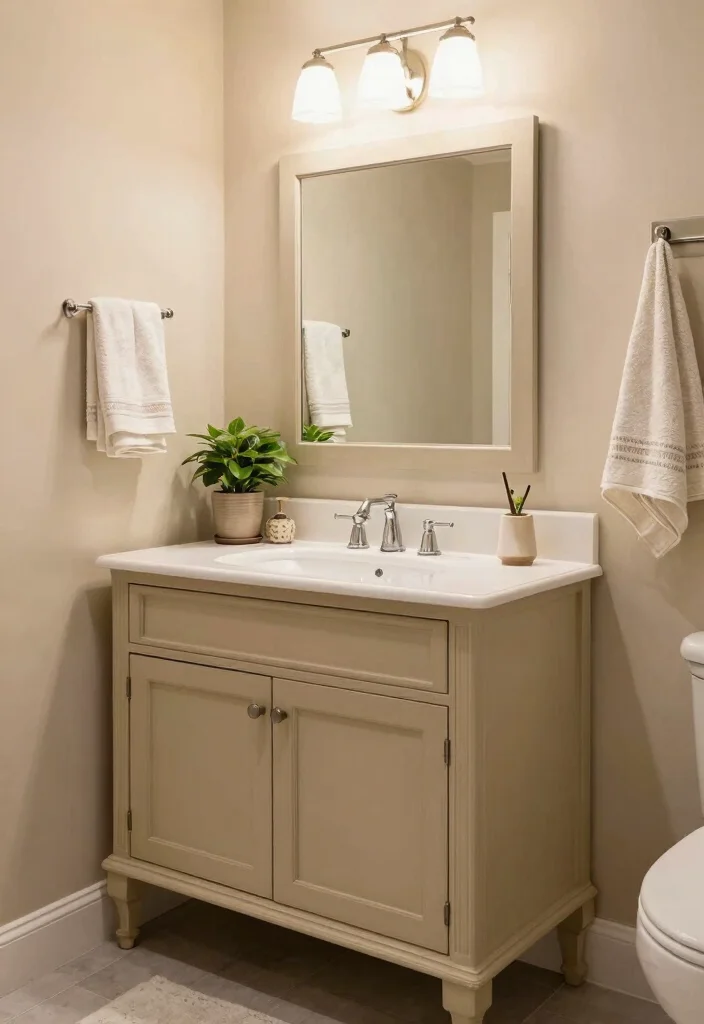 16 Painted Bathroom Vanity Ideas For A Budget Friendly Refresh - 12. Timeless Beige Elegance 1