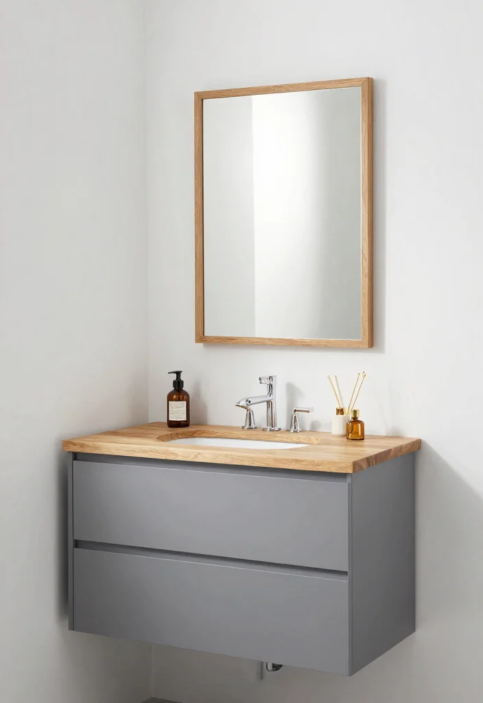 16 Painted Bathroom Vanity Ideas For A Budget Friendly Refresh - 14. Chic Grey with Wood Accents 1