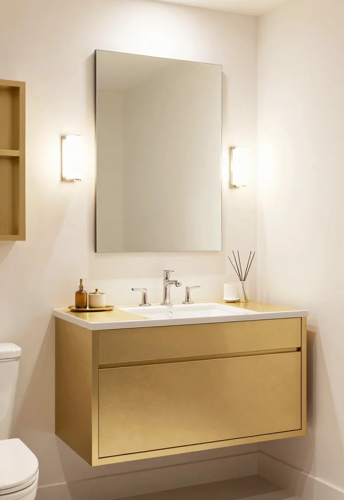 16 Painted Bathroom Vanity Ideas For A Budget Friendly Refresh - 16. Elegant Metallic Finishes 1