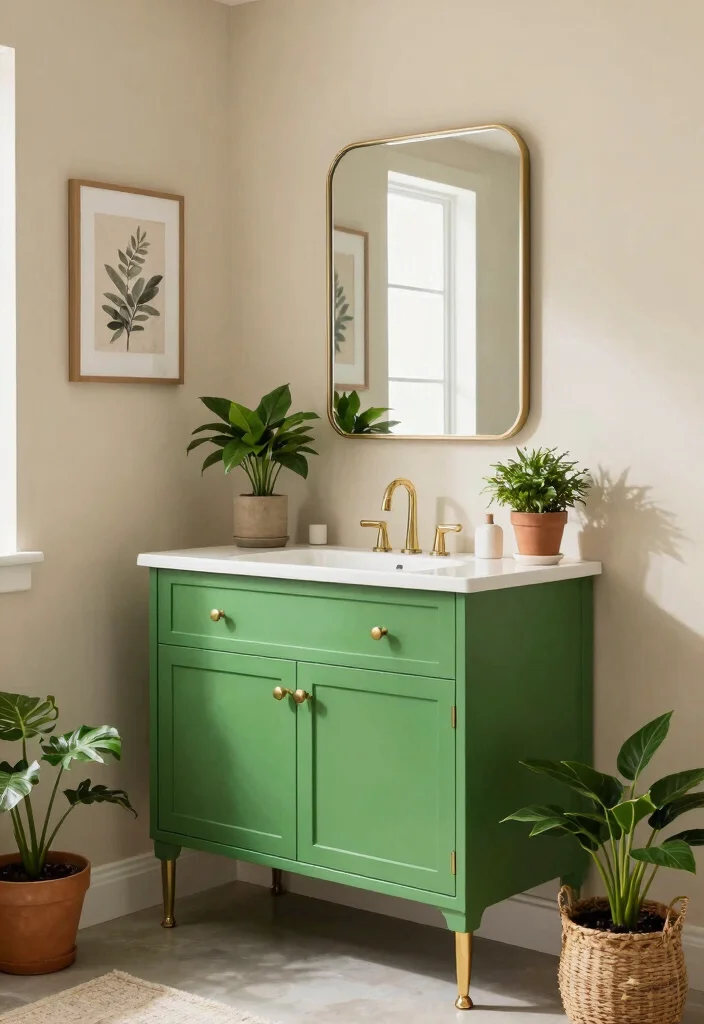 16 Painted Bathroom Vanity Ideas For A Budget Friendly Refresh - 6. Vibrant Green Oasis 1