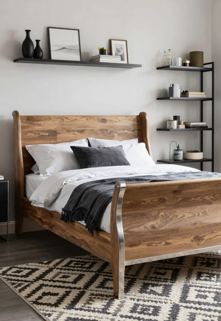 16 Sleigh Bed Bedroom Ideas for Classic Cozy Elegance - 11. Modern Rustic Fusion 1