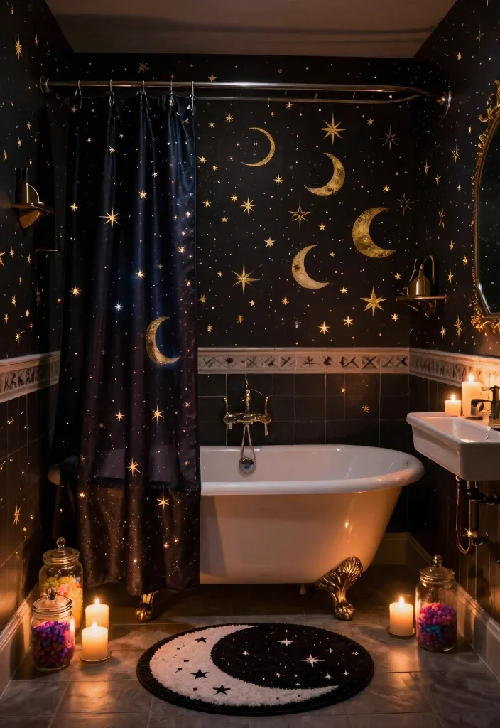 16 Witchy Bathroom Ideas With Mystical Mood - 1. Celestial Theme 1