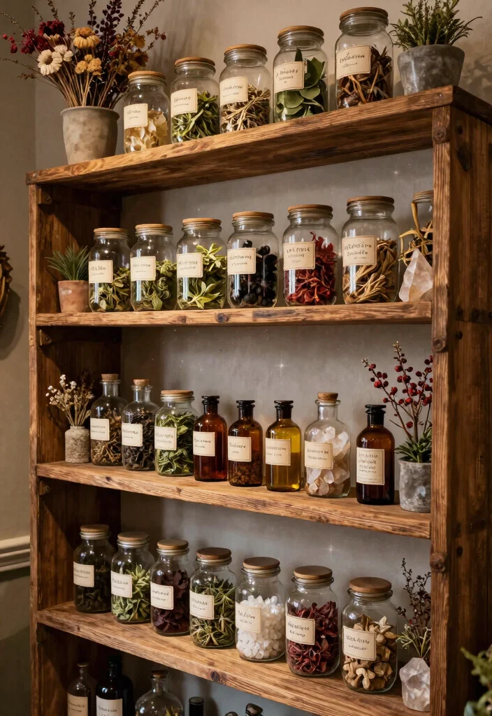 16 Witchy Bathroom Ideas With Mystical Mood - 10. Potion Shelves 1
