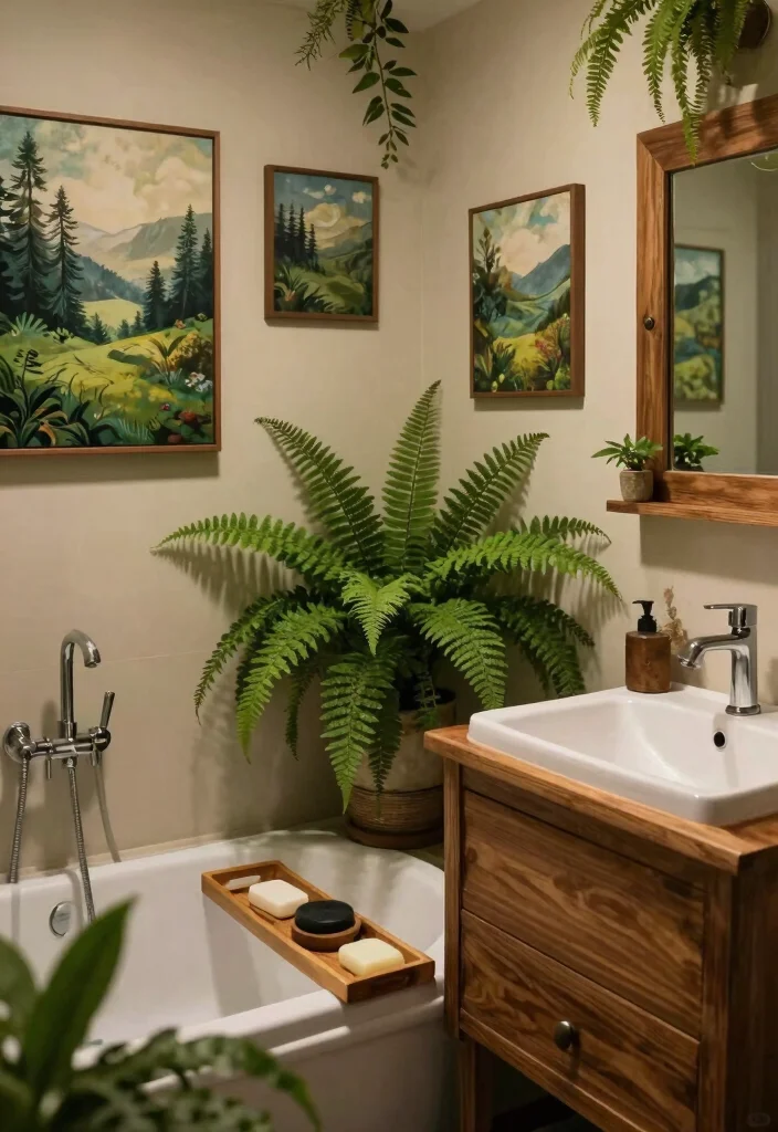 16 Witchy Bathroom Ideas With Mystical Mood - 11. Nature-Inspired Decor 1