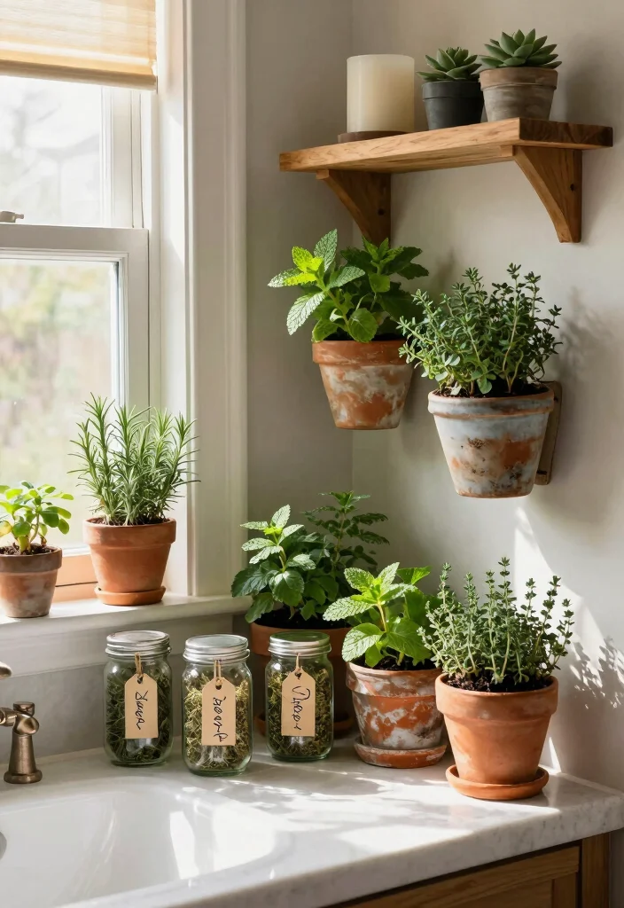 16 Witchy Bathroom Ideas With Mystical Mood - 2. Herb Garden 1
