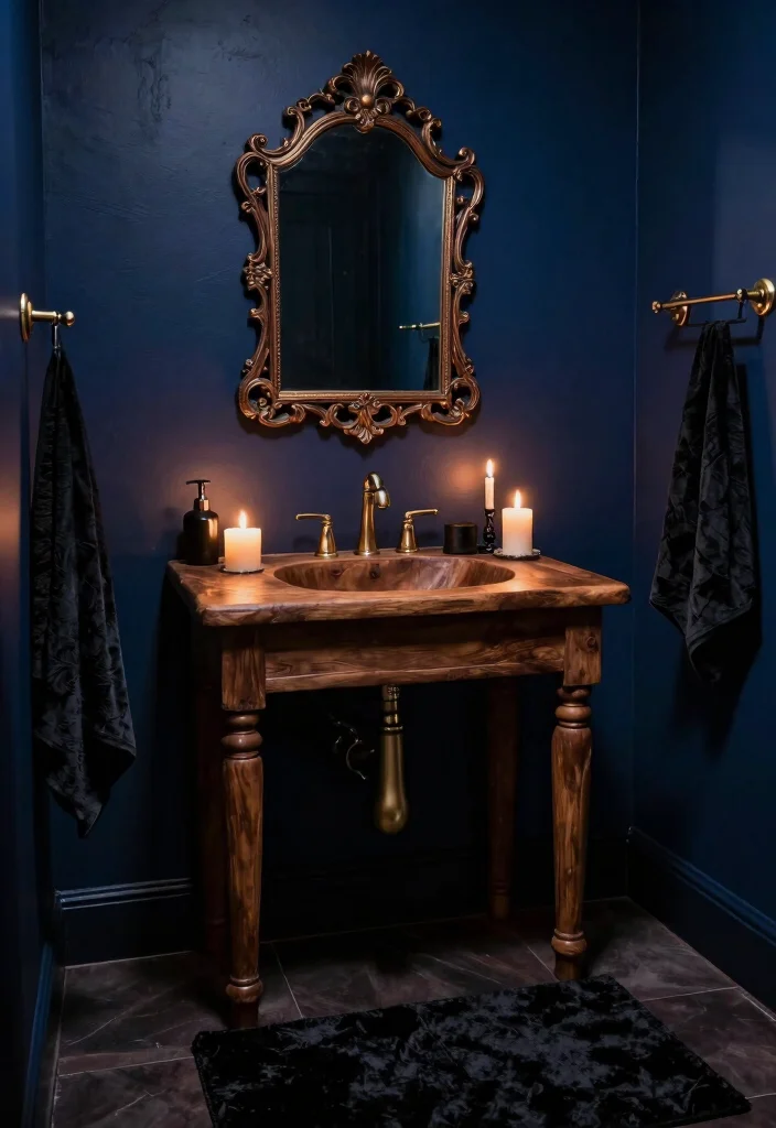 16 Witchy Bathroom Ideas With Mystical Mood - 3. Dark and Moody 1