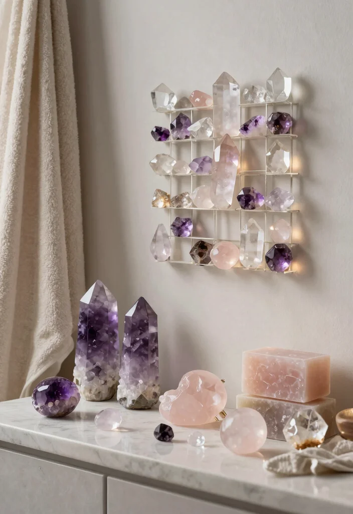 16 Witchy Bathroom Ideas With Mystical Mood - 4. Crystal Accents 1