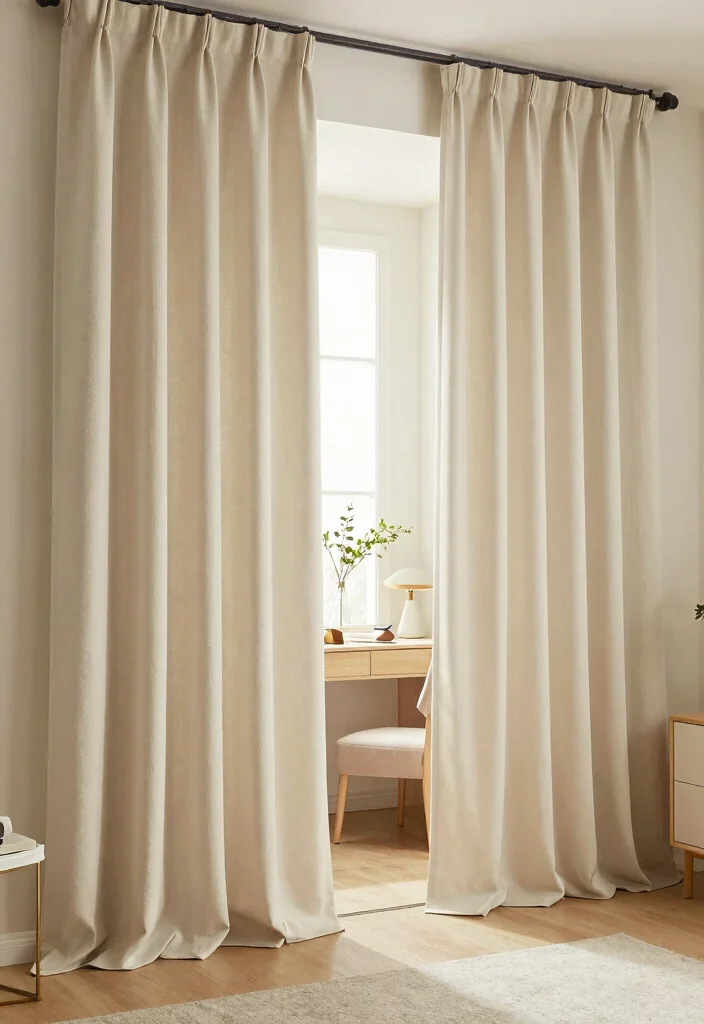 17 Bedroom Craft Room Combo Ideas: Creative Functional Space - 16. Utilize Curtains for Concealment 1