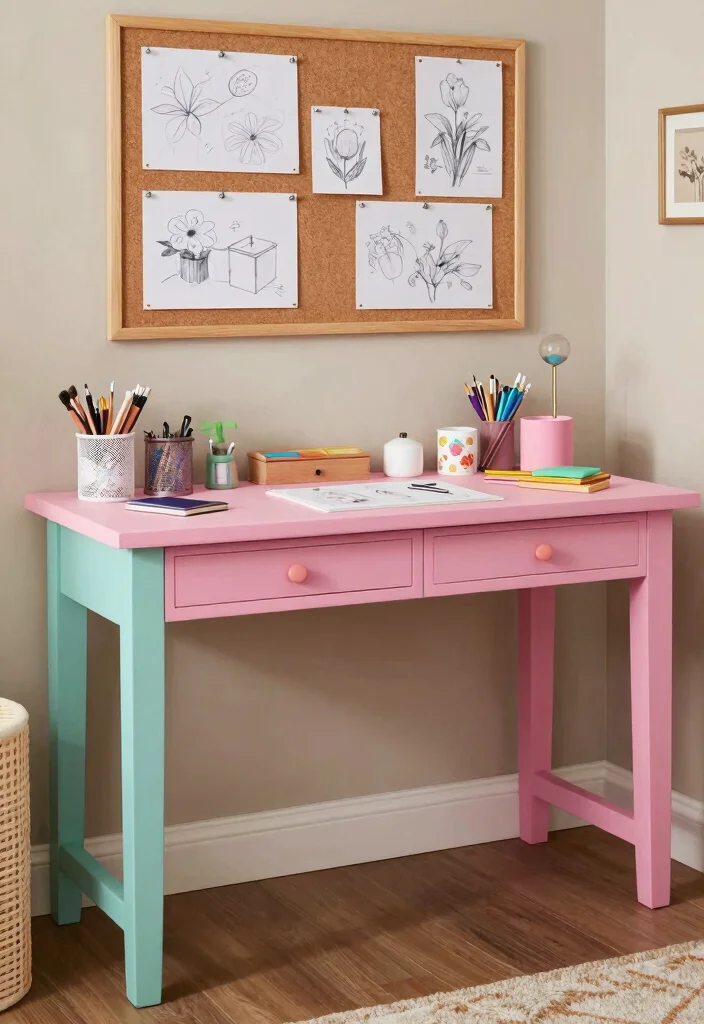17 Bedroom Craft Room Combo Ideas: Creative Functional Space - 8. Customized Craft Desk 1