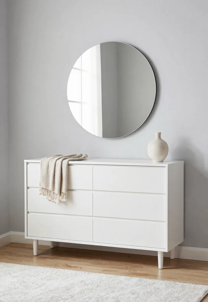 17 Bedroom Dresser Decor With Mirror Ideas for a Polished Look - 1. Monochromatic Minimalism 1