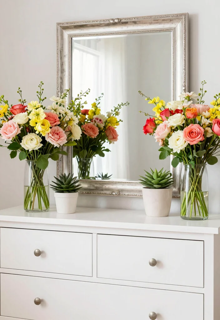 17 Bedroom Dresser Decor With Mirror Ideas for a Polished Look - 16. Seasonal Decor for a Fresh Look 1
